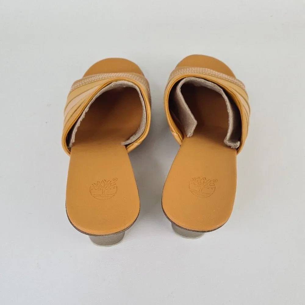 Timberland Tan and Cream Slide Heel Mule With Box Sz 8